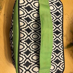 Thirty-One Geometric Cosmetic Bag with Green Trim